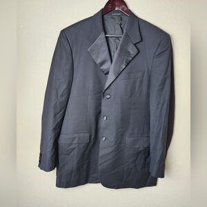 Ermenegildo Zegna Tessuto Euromoda Super 120s Wool Tuxedo Satin Black Blazer